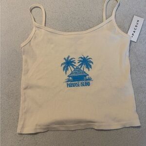 PacSun Cream Camisole with Blue Paradise Graphic